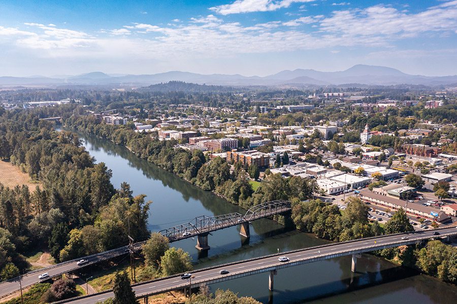 Corvallis, OR - Aerial View of Corvallis, OR on a Sunny Day